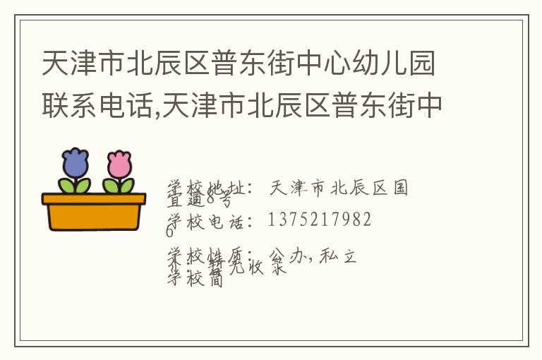 天津市北辰区普东街中心幼儿园联系电话,天津市北辰区普东街中心幼儿园地址,天津市北辰区普东街中心幼儿园官网地址