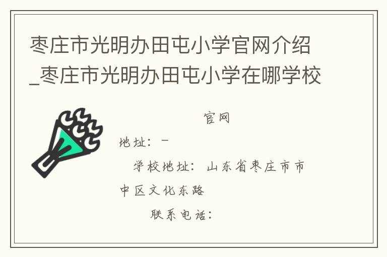 枣庄市光明办田屯小学官网介绍_枣庄市光明办田屯小学在哪学校地址_枣庄市光明办田屯小学联系方式电话_山东省学校名录