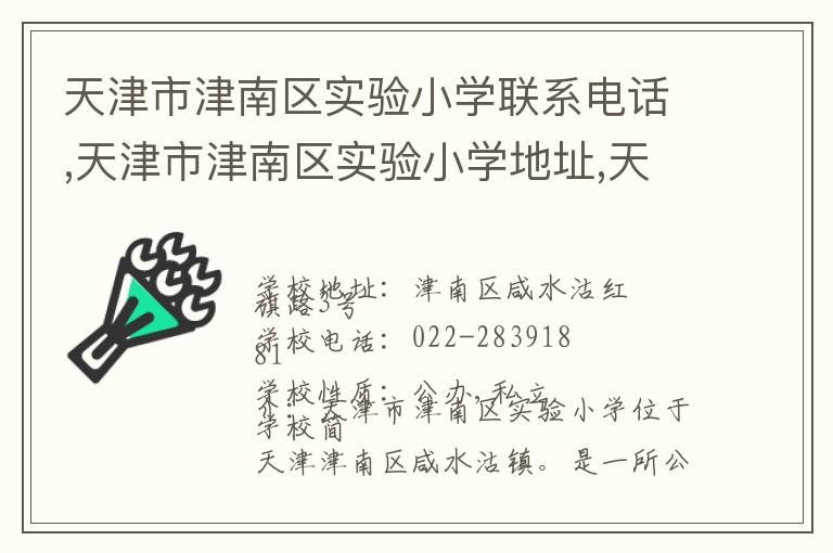 天津市津南区实验小学联系电话,天津市津南区实验小学地址,天津市津南区实验小学官网地址