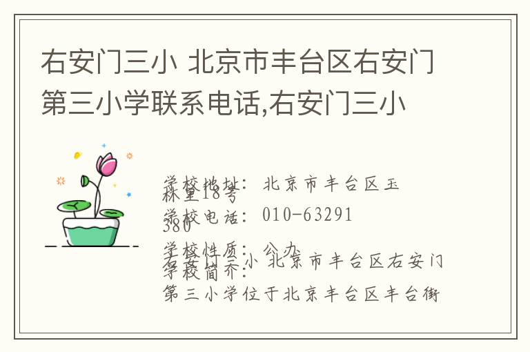 右安门三小 北京市丰台区右安门第三小学联系电话,右安门三小 北京市丰台区右安门第三小学地址,右安门三小 北京市丰台区右安门第三小学官网地址