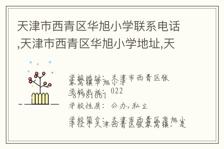 天津市西青区华旭小学联系电话,天津市西青区华旭小学地址,天津市西青区华旭小学官网地址