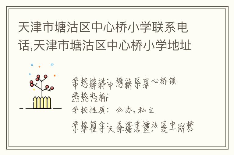 天津市塘沽区中心桥小学联系电话,天津市塘沽区中心桥小学地址,天津市塘沽区中心桥小学官网地址