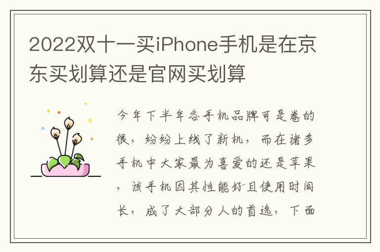 2022双十一买iPhone手机是在京东买划算还是官网买划算