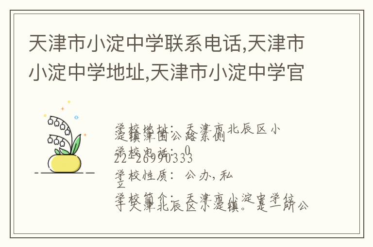 天津市小淀中学联系电话,天津市小淀中学地址,天津市小淀中学官网地址